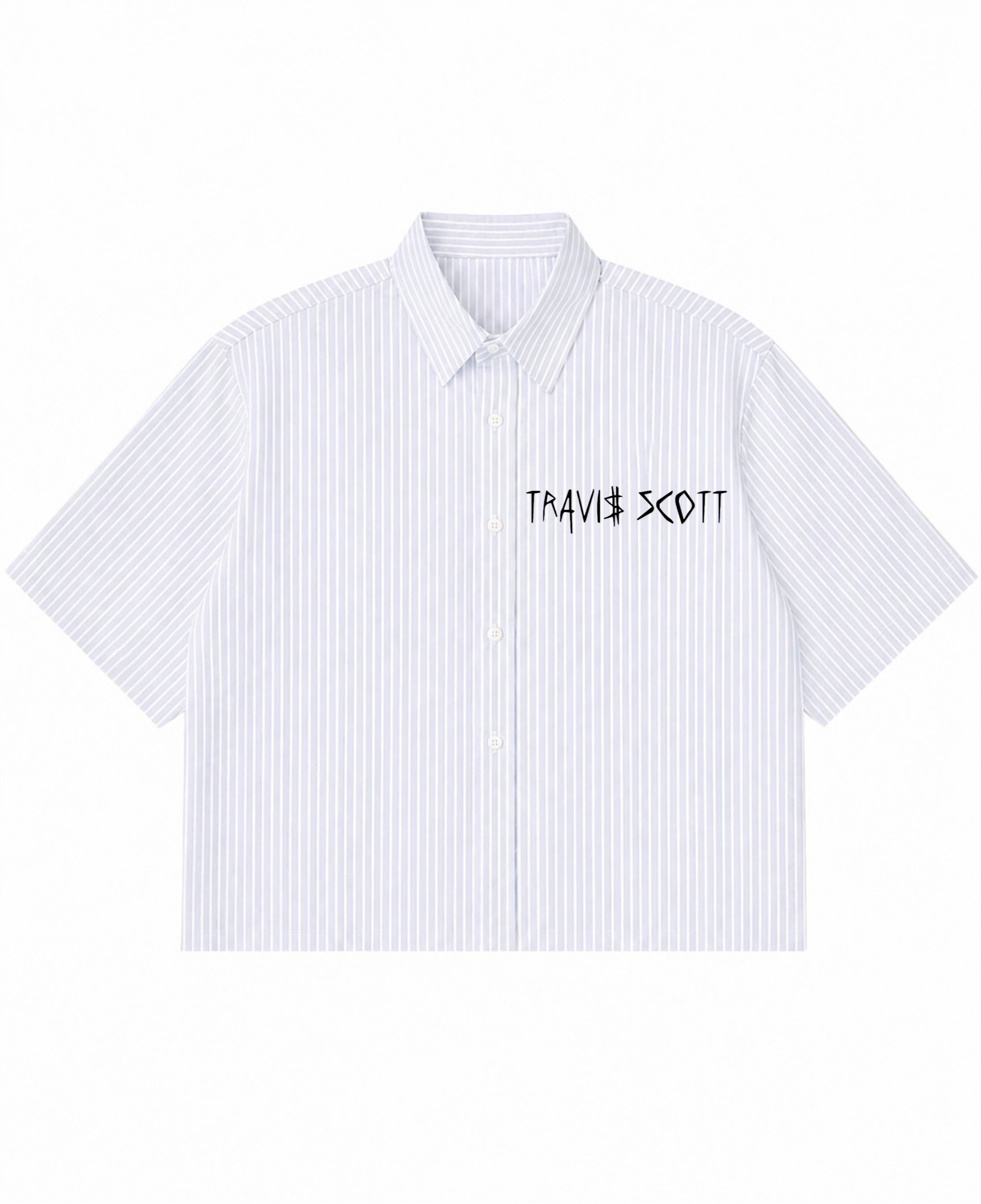 Blue Striped Oxford Boxy Shirt Front Design