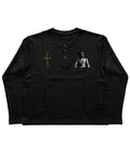 Black Henley waffle knit Front Design