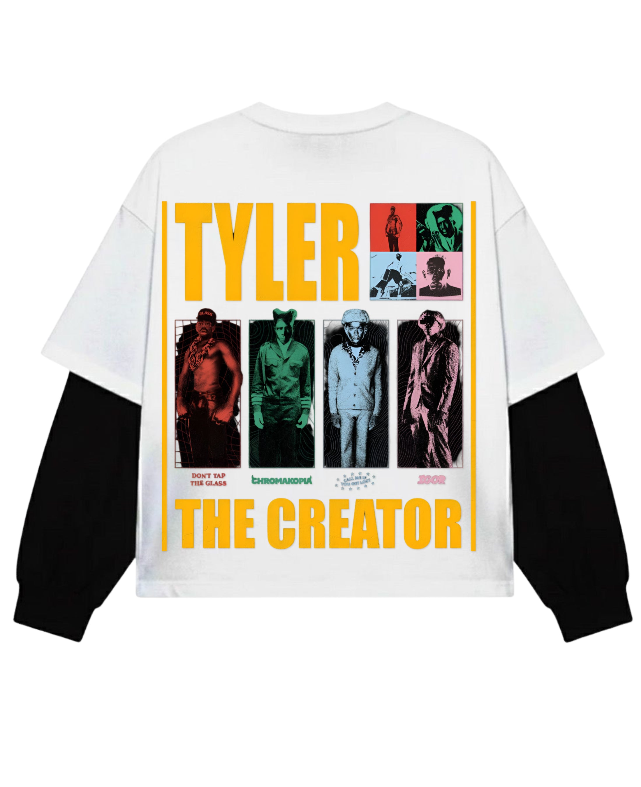 White With Black Sleeve Oversized Tee Back Design