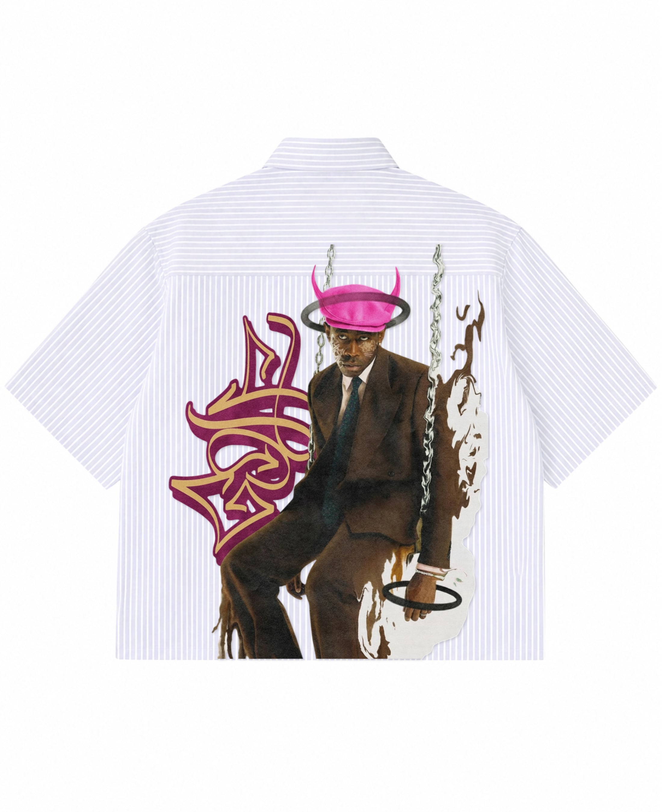Blue Striped Oxford Boxy Shirt Back Design