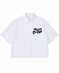 Blue Striped Oxford Boxy Shirt Front Design